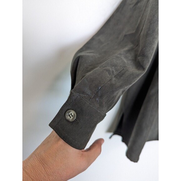 Talbots Green Faux Suede Button Down Stretch Large - Picture 12 of 12